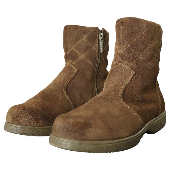 Women's Quilted Brown Suede Totes Zip Up Boots - Sz 8 - Picture 10 of 11